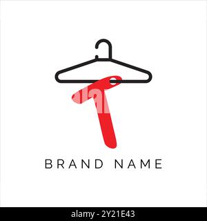Logo de mode lettre T, icône vectorielle lettre T suspendue, design de logo boutique. Icône de suspension initiale en forme de lettre T majuscule Illustration de Vecteur