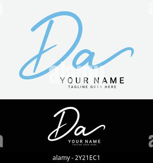 D, A, DA lettre initiale logo. Logo de signature manuscrite alphabet DA Illustration de Vecteur