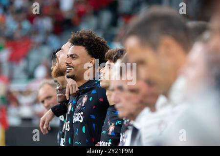 08 septembre 2024. Lisbonne, Portugal. Le défenseur portugais et Chelsea Renato Veiga (13 ans) en action lors de la phase de Ligue Groupe 1 de l'UEFA Nations League, Portugal vs Écosse crédit : Alexandre de Sousa/Alamy Live News Banque D'Images