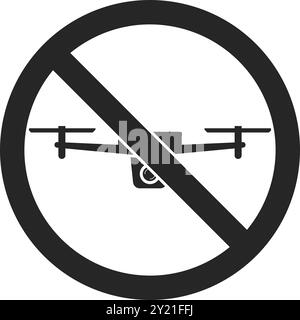 Symbole interdit avec icône de drone de surveillance à distance pour aucun drone signe dans le vecteur Illustration de Vecteur