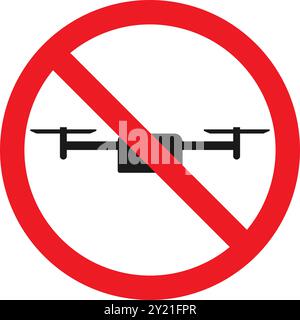 Symbole rouge interdit avec icône de drone pour aucun drone signe dans le vecteur Illustration de Vecteur
