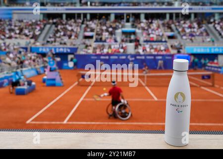 Vue d'ensemble, 7 SEPTEMBRE 2024-Tennis en fauteuil roulant : finale en simple masculin au stade Roland-Garros lors des Jeux paralympiques de Paris 2024 à Paris, France. Crédit : SportsPressJP/AFLO/Alamy Live News Banque D'Images