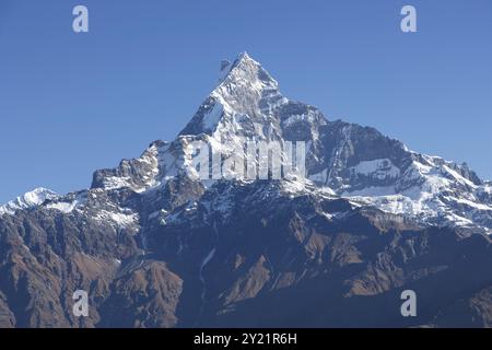 Vue aérienne de la chaîne d'Annapurna de l'Himalaya en partie du Népal Banque D'Images