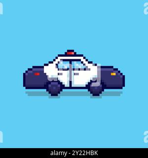 Illustration vectorielle de voiture de police avec Pixel Art Design, parfait pour les conceptions à thème d'actifs de jeu Illustration de Vecteur