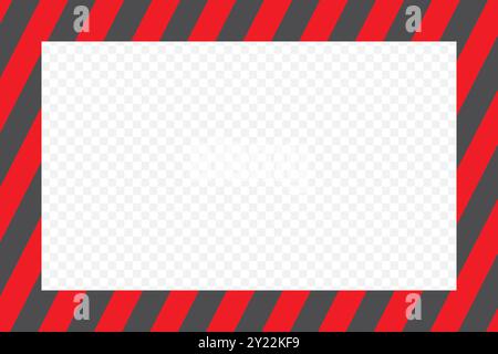 Cadre d'avertissement avec bandes diagonales rouges et noires. Symbole d'avertissement pour la sécurité et le danger modèle de bordure vierge Illustration de Vecteur