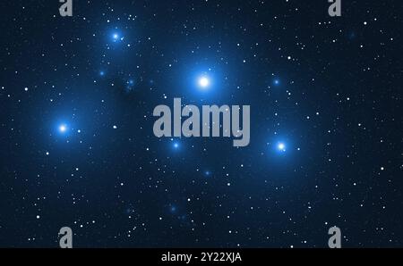 Fond d'espace avec des étoiles brillantes bleues. Banque D'Images