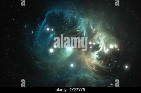 Fond d'espace avec nébuleuse colorée et étoiles Banque D'Images