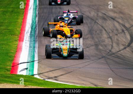 Imola, Italie. 07 septembre 2024. Stromsted Noah, pilote danois de RPM Team, participe à la séance de qualification pour la 7e manche du Formula Regional European Championship Alpine sur le circuit Enzo and Dino Ferrari International. Crédit : SOPA images Limited/Alamy Live News Banque D'Images