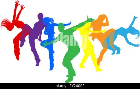 Danseurs Silhouette Street Dance pose silhouettes Illustration de Vecteur