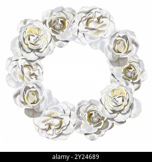 Banque de roses blanches. Grands et beaux bourgeons. Décoration pour mariage et vacances. Décoration de gâteau. Dessin très délicat. Illustration aquarelle. Banque D'Images