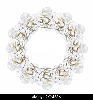 Banque de roses blanches. Grands et beaux bourgeons. Décoration pour mariage et vacances. Décoration de gâteau. Dessin très délicat. Illustration aquarelle. Banque D'Images