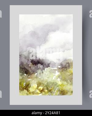 Prairie d'été verte avec des herbes et des fleurs qui donnent de la bonne humeur et émettent un arôme agréable Illustration de Vecteur