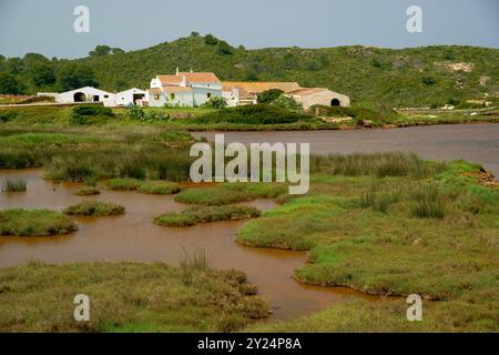 Salinas de la Concepción, ancienne production de sel, ses salines de Fornells. Mongofre Nou. Minorque. Îles Baléares. Espagne. Banque D'Images