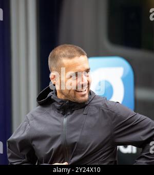 Londres, Angleterre, Royaume-Uni. 9 septembre 2024 Spencer Matthews, ancienne star du Made in Chelsea, a établi un nouveau record du monde Guinness la semaine dernière, en exécutant 30 marathons en 30 jours quitte Global Radio Credit : Richard Lincoln/Alamy Live News Banque D'Images