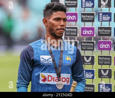 Londres, Royaume-Uni. 09th Sep, 2024. Pathum Nissanka du Sri Lanka lors du troisième jour de Rothesay test match Angleterre - Sri Lanka au Kia Oval, Londres, Royaume-Uni, 9 septembre 2024 (photo par Mark Cosgrove/News images) à Londres, Royaume-Uni le 9/9/2024. (Photo de Mark Cosgrove/News images/SIPA USA) crédit : SIPA USA/Alamy Live News Banque D'Images