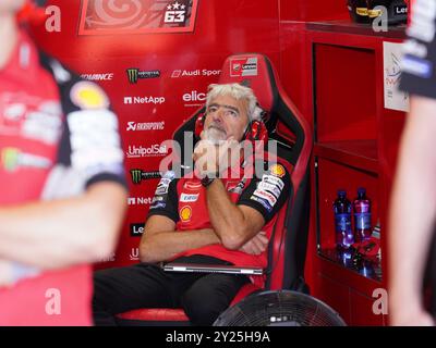 Misano Adriatico, Italie. 09th Sep, 2024. Gigi Dall'Igna lors des essais MotoGP lundi sur le circuit mondial de Misano Marco Simoncelli le 9 septembre 2024 à Misano Adriatico, Italie. (Photo de Fabio Averna/Sipa USA) crédit : Sipa USA/Alamy Live News Banque D'Images