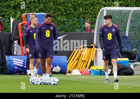 Enfield, Royaume-Uni. 09th Sep, 2024. Le défenseur anglais Levi Colwill lors de la séance d'entraînement en Angleterre avant le match de Finlande au terrain d'entraînement de Tottenham Hotspur, Enfield, Angleterre, Royaume-Uni le 9 septembre 2024 crédit : Every second Media/Alamy Live News Banque D'Images