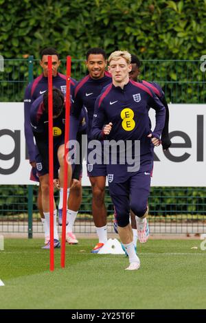 Enfield, Royaume-Uni. 09th Sep, 2024. L'attaquant de l'Angleterre Anthony Gordon lors de la séance d'entraînement de l'Angleterre avant le match de Finlande à Tottenham Hotspur Training Ground, Enfield, Angleterre, Royaume-Uni le 9 septembre 2024 crédit : Every second Media/Alamy Live News Banque D'Images