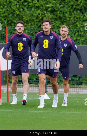 Enfield, Royaume-Uni. 09th Sep, 2024. Le défenseur de l'Angleterre Harry Maguire lors de la session d'entraînement de l'Angleterre avant le match de Finlande au terrain d'entraînement de Tottenham Hotspur, Enfield, Angleterre, Royaume-Uni le 9 septembre 2024 crédit : Every second Media/Alamy Live News Banque D'Images