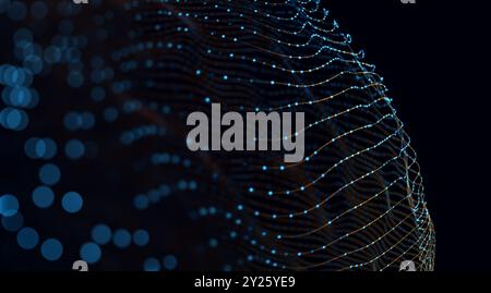 Concept informatique technologique et cloud avec des lignes de motifs et des formes géométriques. Fond abstrait de la technologie, de la science et de l'informatique en nuage. Banque D'Images