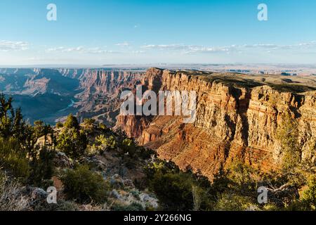 Grand Canyon au coucher du soleil depuis Desert View Watchtower ViewPoint, Arizona, États-Unis Banque D'Images