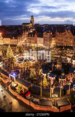 Marché de Noël à Bruges (Bruges), Belgique Banque D'Images