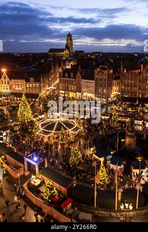 Marché de Noël à Bruges (Bruges), Belgique Banque D'Images