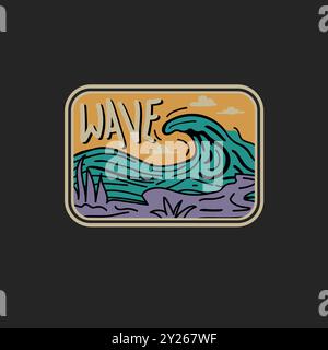 Design graphique de plage d'été dessiné à la main par vague Illustration de Vecteur