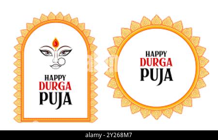 Happy Durga Puja Subh Navratri conception de fond religieux indien pour la promotion offre de vente bannière Illustration de Vecteur