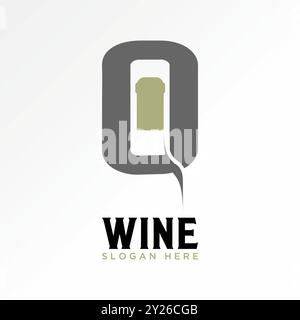 Conception de logo concept graphique abstrait créatif vecteur premium stock initial O font bouteille de vin espace négatif. La typographie monogramme apparentée Illustration de Vecteur