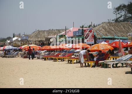 Plage de Baga, Nord de Goa, Inde. Banque D'Images