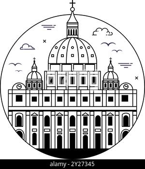 Basilique du Vatican et monument populaire en Italie Illustration de Vecteur