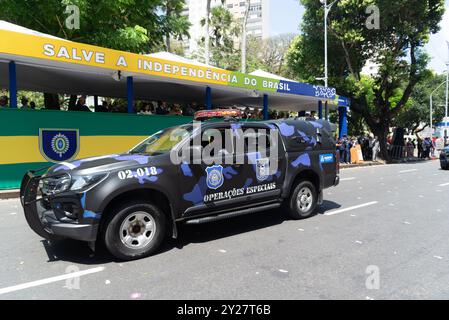 Salvador, Bahia, Brésil - 07 septembre 2024 : un véhicule d'opérations spéciales de la garde civile municipale est vu pendant la Journée de l'indépendance brésilienne Banque D'Images