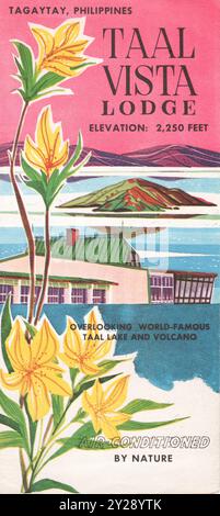 Une ancienne brochure vintage en couleur pour Taal Vista Lodge à Tagaytay, Philippines de 1960 Banque D'Images