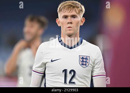 Kenilworth Road, Luton le lundi 9 septembre 2024. Lewis Hall (12 Angleterre) lors du match amical international entre l'Angleterre des moins de 21 ans et l'Autriche des moins de 21 ans à Kenilworth Road, Luton le lundi 9 septembre 2024. Crédit : MI News & Sport /Alamy Live News Banque D'Images