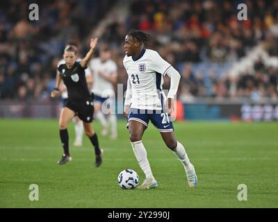 Kenilworth Road, Luton le lundi 9 septembre 2024. Jamie Bynoe Gittens (21 Engalnd) se lance lors du match amical international entre l'Angleterre des moins de 21 ans et l'Autriche des moins de 21 ans à Kenilworth Road, Luton le lundi 9 septembre 2024. Crédit : MI News & Sport /Alamy Live News Banque D'Images