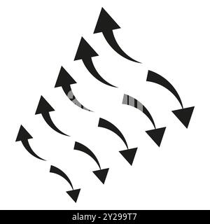 Icônes fléchées courbes. Flèches pointant vers le haut. Symboles de mouvement dynamiques. Formes de flèche abstraites. Illustration de Vecteur