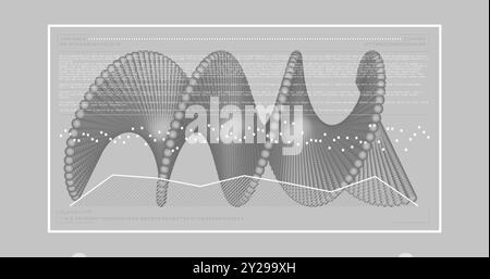 Image du traitement des données numériques et du brin d'adn sur fond gris Banque D'Images