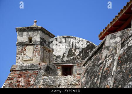 Partie du château San Felipe de Barajas par une journée ensoleillée, Carthagène, Colombie, Amérique du Sud Banque D'Images