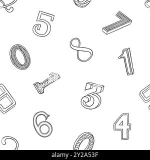 Doodle Numbers motif sans couture. Motif d'illustration vectorielle Illustration de Vecteur