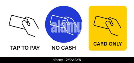 Carte NFC sans fil symbole de transaction sans contact icône illustration main tenant la carte appuyez pour payer sans carte de paiement uniquement Illustration de Vecteur