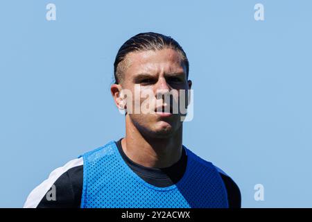 Alcochete, Portugal. 20 août 2024. Guilherme Silva (Sporting CP) vu lors du match de Liga Revelacao entre les équipes de Sporting CP et SL Benfica à Estadio Aurelio Pereira. Sporting u23 vs SL Benfica u23 ; score final 1:0 (photo de Maciej Rogowski/SOPA images/SIPA USA) crédit : SIPA USA/Alamy Live News Banque D'Images