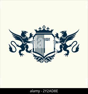 Écussons et emblèmes d'université et d'école collégiale lettre D. Illustration de Vecteur