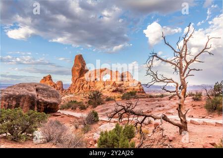L'arche de la tourelle dans le parc national des Arches, Utah États-Unis Banque D'Images