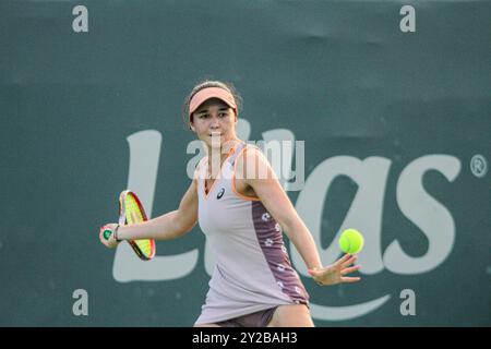 Monastir, Tunisie. 9 septembre 2024. Monastir, Tunisie. 09 septembre 2024. EVA Lys, d’Allemagne, joue contre Lesia Tsurenko, d’Ukraine, à l’Open de Jasmin à Monastir, en Tunisie. Le tournoi de tennis professionnel féminin a lieu au Magic Hotel Skanes de Monastir du 9 au 15 septembre 2024 (crédit image : © Hasan mrad/IMAGESLIVE via ZUMA Press Wire) USAGE ÉDITORIAL SEULEMENT! Non destiné à UN USAGE commercial ! Banque D'Images