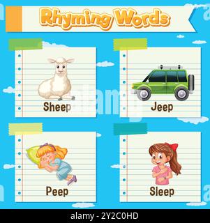 Illustration de mots rimant avec des images Illustration de Vecteur