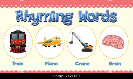 Illustration de mots rimant avec des images Illustration de Vecteur