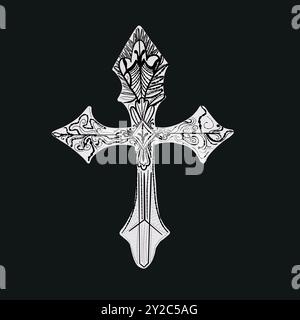 Motif crucifix isolé noir dessiné à la main Illustration de Vecteur