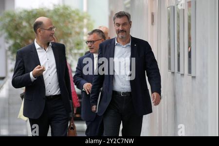 Albert Füracker - Söder - Florian Herrmann - Politik - Bayern - Kabinettssitzung - Ministerpräsident DocMarkus Söder leitet eine Sitzung des Ministerrates in München , Bayern , Deutschland . 10 septembre 2024 - photo : IPA photo Pressefoto DENL Banque D'Images