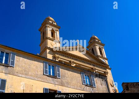 L'église baroque, église Saint Jean-Baptiste construite entre 1636-1666, à Bastia, Corse, France. Banque D'Images